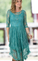 Rod's Western Dusty Red Fields Velvet‎ Lace Tiered Women’s Dress Medium Cowgirl Photo 0
