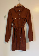 Brown Belted Shirt Dress - Women's Festival Photo 0
