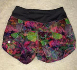 Lululemon Speed Up Lined Short 4" Vivid Floral Tone Multi Graphite Grey Sz 0 Photo 0