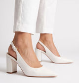Unbranded Slingback Heels Womens 8 Pointed Toe White Block Heel Good Photo 0