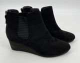 Dr. Scholls Black Faux Suede Ankle Boots Wedge Heel‎ Zip Up Comfort Shoes Sz 9.5 Photo 0
