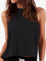 Laslulu Black Crop Tops Sleeveless Workout Tank Top Racerback Cropped Flowy M Photo 0