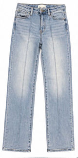 Risen Jeans Light Wash High Rise Straight Leg Front Seam Jeans Size 7/28 Photo 0