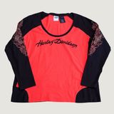 Harley-Davidson Graphic Long Sleeve Top Womens 1W Red Black Tribal Biker Y2K Photo 0
