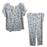 Lucky Brand XL‎ Pajama Set Gray Blue Floral Toile Short Sleeve Loungewear 727 Photo 0