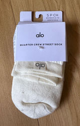 ALO Yoga Quarter Crew Street Socks - Ivory Photo 0