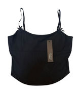 Bow Strap Cami Camisole Tank Top Black Ribbed Corset Style Coquette Whimsigoth Photo 0