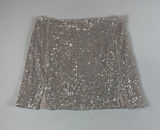 Grace Sequin Mini Skirt Beige Underlay Party Clubwear Night Out Metallic Size M Photo 0