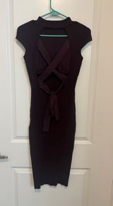 Bailey 44 Revele Dress Small Burgundy Holiday Party Ribbed Open Back Bodycon Photo 0