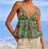 Maeve Anthropologie Floral Babydoll Cami Tank Top Small Boho Tropical NWT Photo 0
