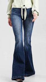 Kancan Ultra High Rise Super Flare Diana Distressed Denim‎ Jeans Photo 0