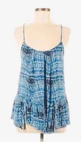 Free People Peplum Crisscross Oversized Abstract Artsy Beach Back Tank Top SZ XS Photo 0