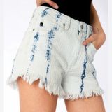 KanCan White Tie-Dye Frayed Hem Women's Shorts Size L Photo 0