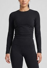Vuori Long Sleeve Halo Ruched Performance Tee Black Heather Size Medium VW1173 Photo 0