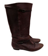 Frye Bonnie Dark Brown Leather Riding Boots Women 7M 77985 Round Toe Low Heel Photo 0