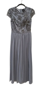 Adrianna Papell Blue Sequin Tulle Maxi Dress Mother Of The Bride Gown Size‎ 4 Photo 0