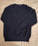 Brandy Melville Navy Crewneck Henley Sweater Photo 0