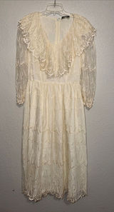 vintage 1980s cream lace midi dress romantic, Victoriana-inspired aesthetic Photo 0