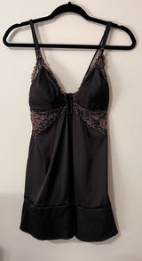 SEXY Satin & Lace Silky Black Lingerie Sleep Dress Auden Women’s Slip Sz S NWT Photo 0
