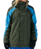 Bonfire Fusion Reign Snowboarding Hooded Jacket Colorblock Green Blue Large Photo 0