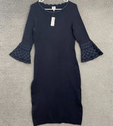 Dress‎ Barn Sweater Bell Sleeve Women S Navy Midi Dress Photo 0