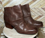 Kork Ease Brown Leather Kissel Ankle Boots Wrinkle Slouch‎ Block Heel 6M Comfy Photo 0