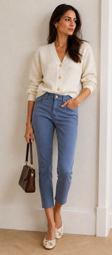 Tory Burch Alexa Cropped Skinny Jeans Size 28 Slate Blue Photo 0