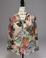 Anthropologie Fig + Flower Floral Print Button Down Long Sleeve Blouse Small S Photo 0