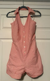 Maeve Halter Striped Romper Resort Beach Retro Preppy Summer Americana NO Belt Photo 0