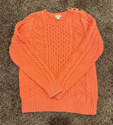 L.L Bean WOMEN S DOUBLE L MIXED CABLE KNIT SWEATER CREWNECK‎ Signature Orange Photo 0