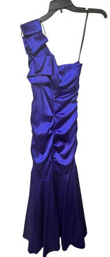 Bee Darlin Royal Blue One Shoulder Ruched Formal Mermaid Gown Size 5/6‎ Photo 0