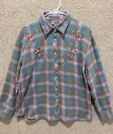 Vintage cottagecore soft girl cowgirl western embroidered grandma button shirt Photo 0