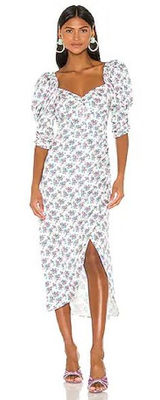 For Love And Lemons White Floral Midi Dress Photo 0