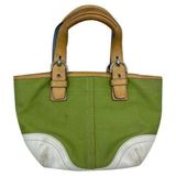 COACH Small Handbag Green White Tote Bag Photo 0