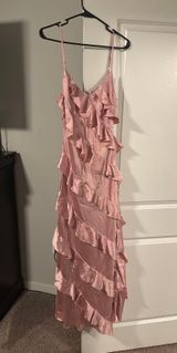 Petal & pup pink satin ruffle dress Photo 0