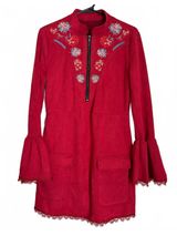 Dress Red Mini Indie BOHO Size Large Coquette Cottage Peasant Red Tomato Rare Photo 0