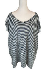 Nautical Preppy Lauren Conrad Top 3X Blue White Striped V-Neck Flutter Sleeve Photo 0