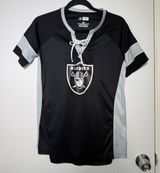 NFL Raiders Black and Gray Lace-Up V-neck Jersey Top Womens Small Photo 0