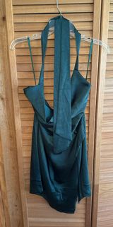 Here Comes the Sun Halter Dress Green Cowl Neck Photo 0