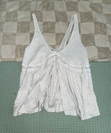Free People Zinia V-Neck Babydoll Tank Top White Gray XL OB759141 Photo 0