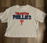‘47 NWOT White Philadelphia Phillies Short Sleeve Cropped Tee Photo 0
