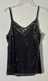 American Eagle Women's Crushed Velvet Cami Women's Size L Strappy Neck Black Photo 0
