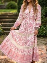 Walker & Wade Juliette Long Sleeve Maxi Dress French Rose Floral Size XS Photo 0