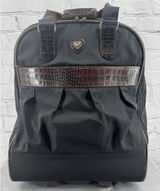VTG Brighton Black Bag Brown Leather Accents Wheeled Carry-On Luggage 21" Photo 0
