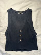 ZARA Black Free People Button Tank Top Photo 0