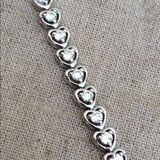 Rhodium Plated Heart Link CZ Tennis Bracelet Photo 0