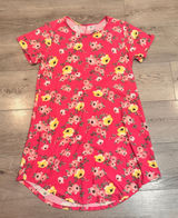 Bobbie Brooks‎ Pink Floral T-Shirt Dress Womens XL Short Sleeve Curved Hem Photo 0