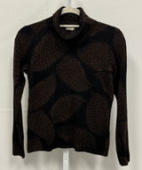 Vintage Belford Women's Extrafine Merino Wool Turtleneck Sweater Leaf Print‎ Photo 0