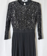 Little Mistress London Dress Women Size US 2 Black Sequin Pleated Midaxi Formal Photo 0