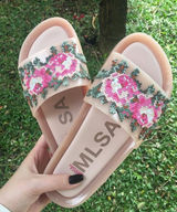 Melissa Pink Women's Beach Pixel Floral Pool Slide‎ Sandals Size US 7 Photo 0